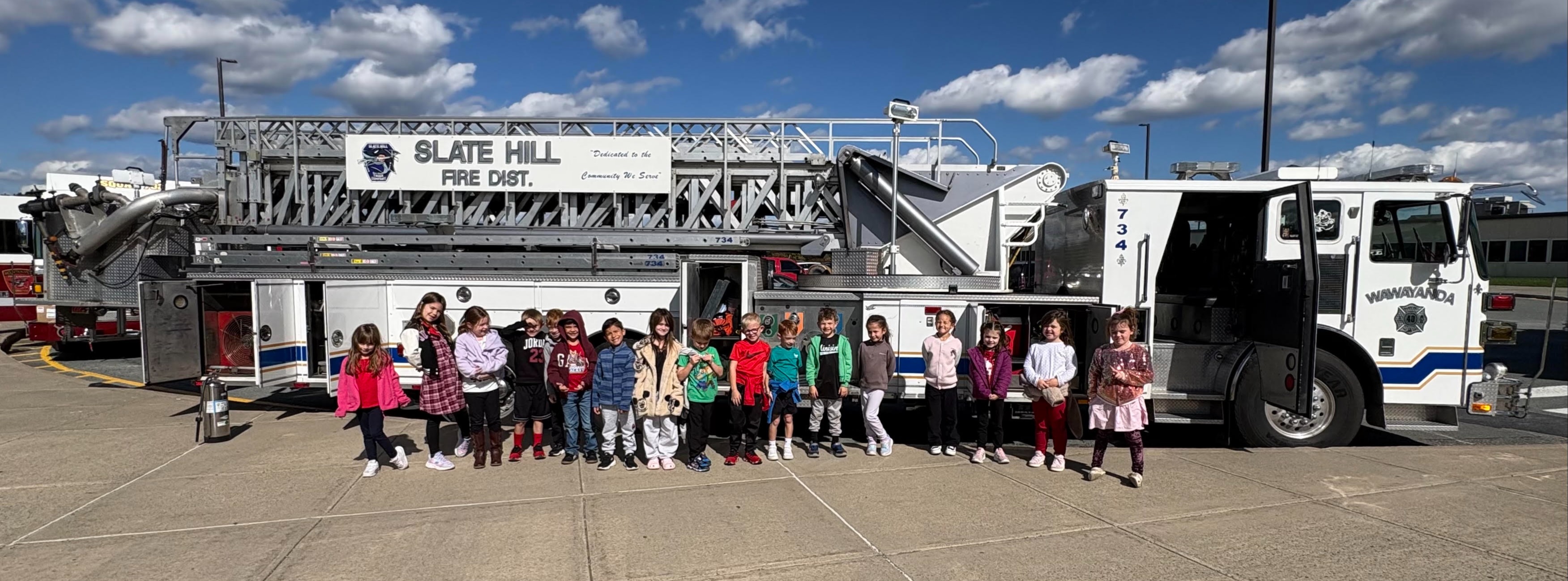 students and firefighters