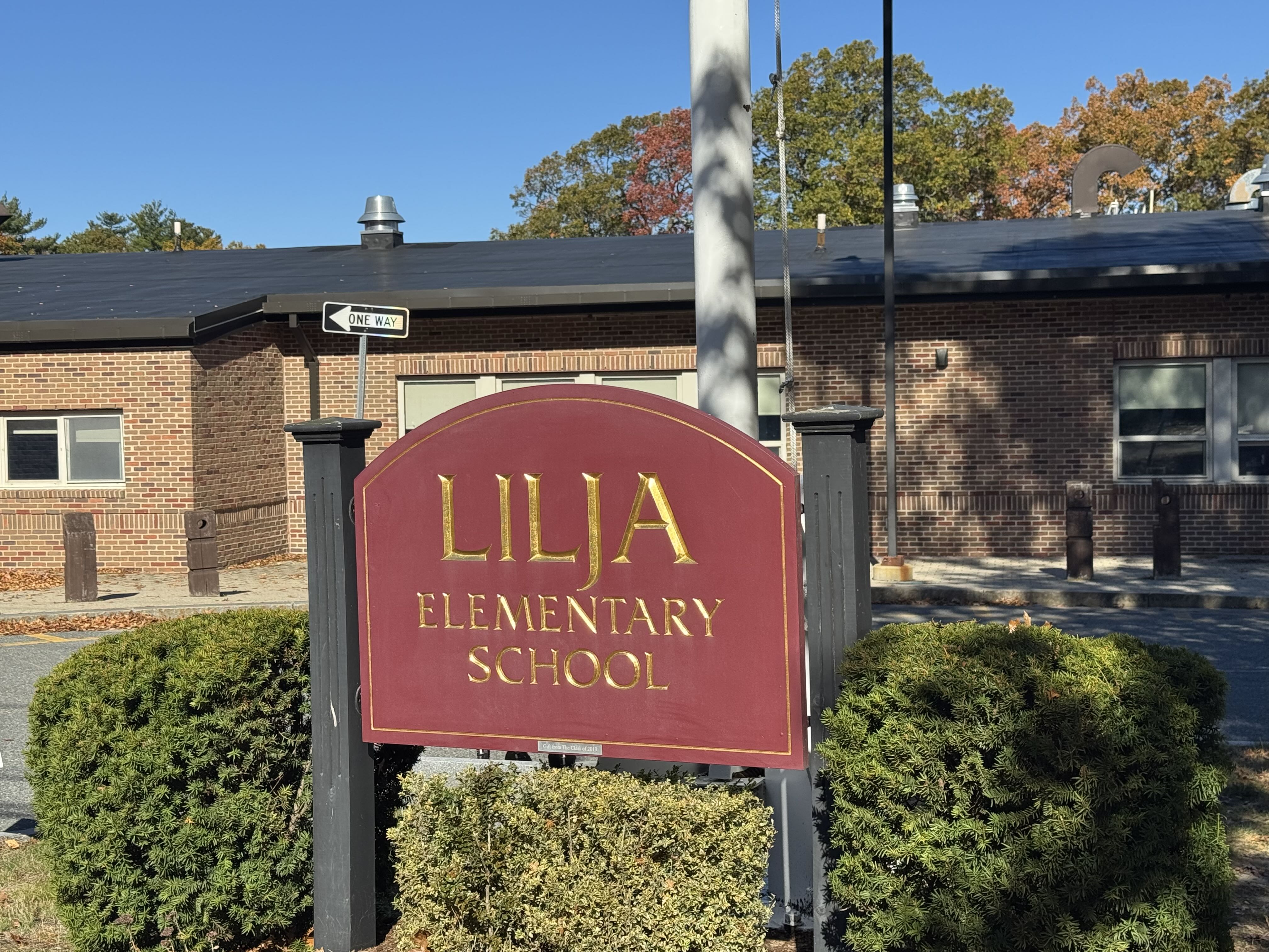 A fall image of Lilja's sign at the front of the building.