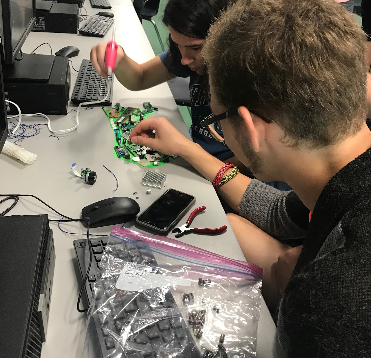 Students working with hardware