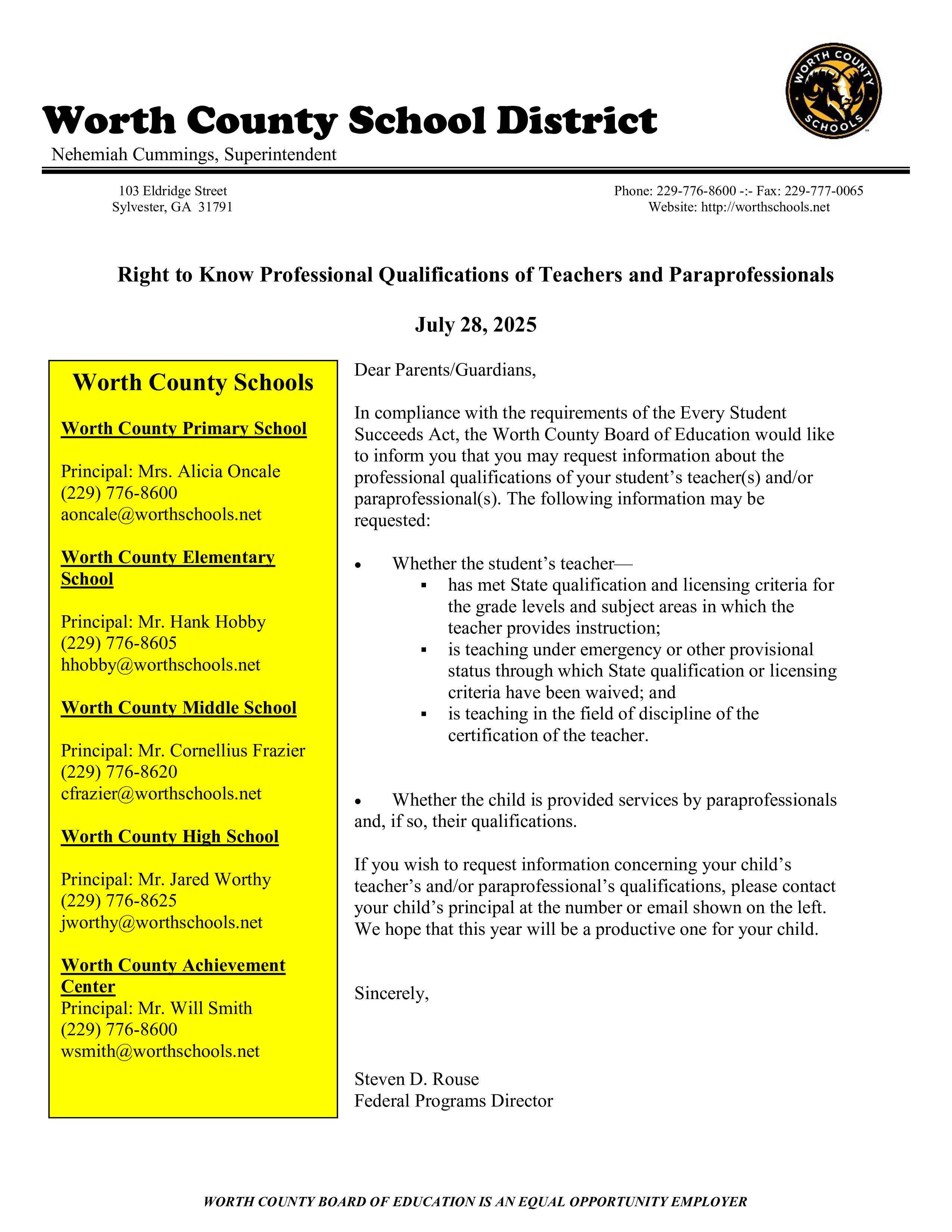 Parents' Right to Know
