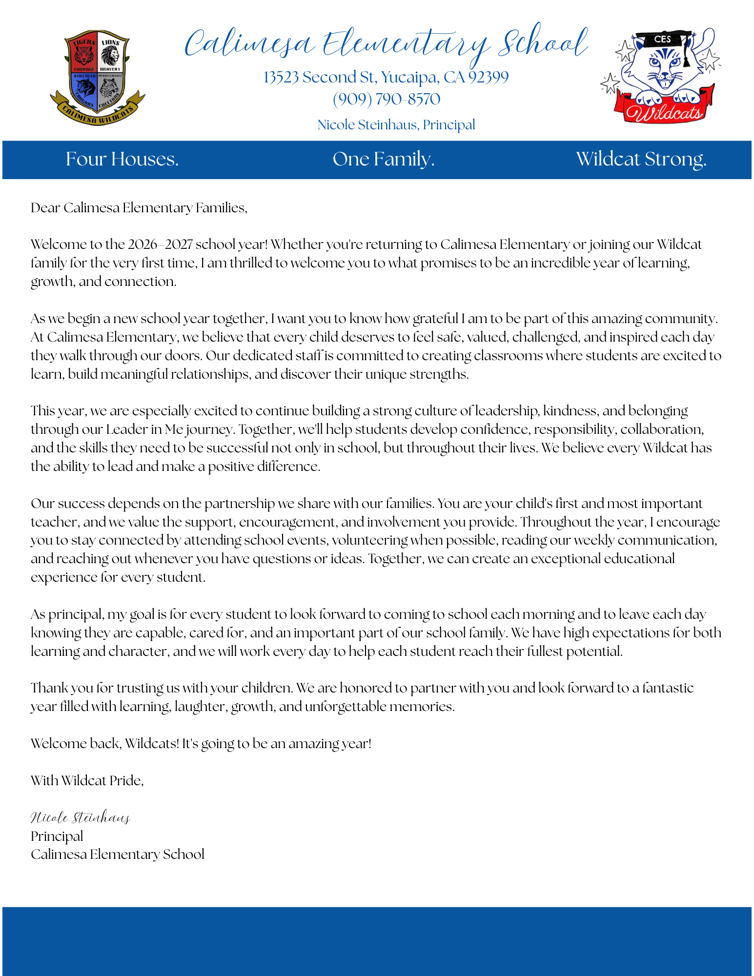 Principal Letter
