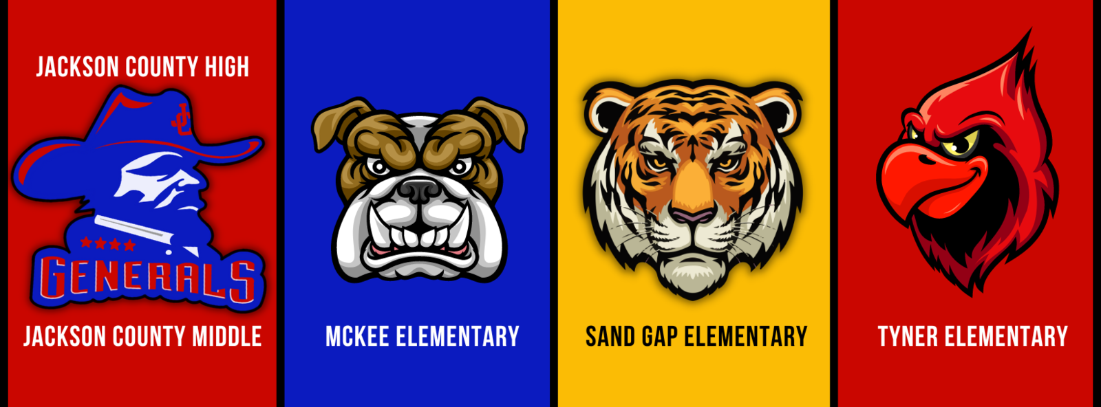 Logos of all schools within the district