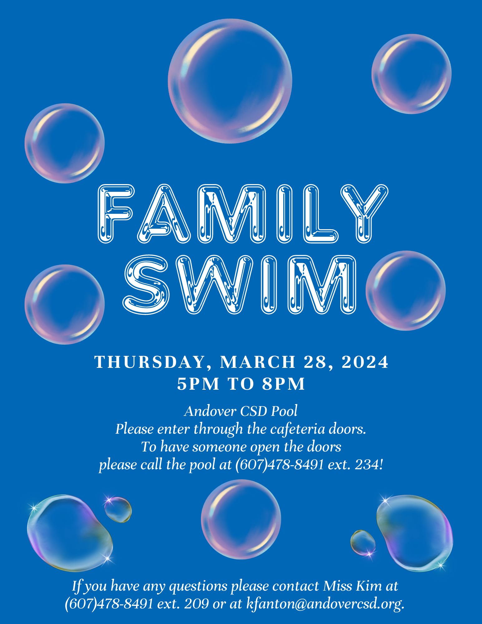 Family Swim 3/28/2024 at Andover Central School