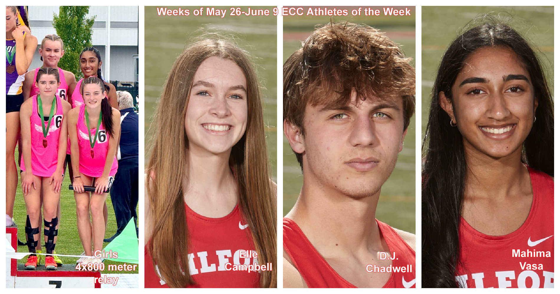 Weeks of May 26-June 9 ECC Athletes of the Week