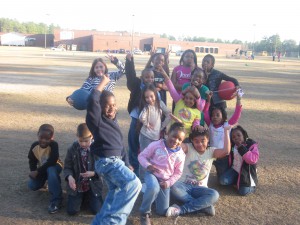 group of students out enjoying a sunny day