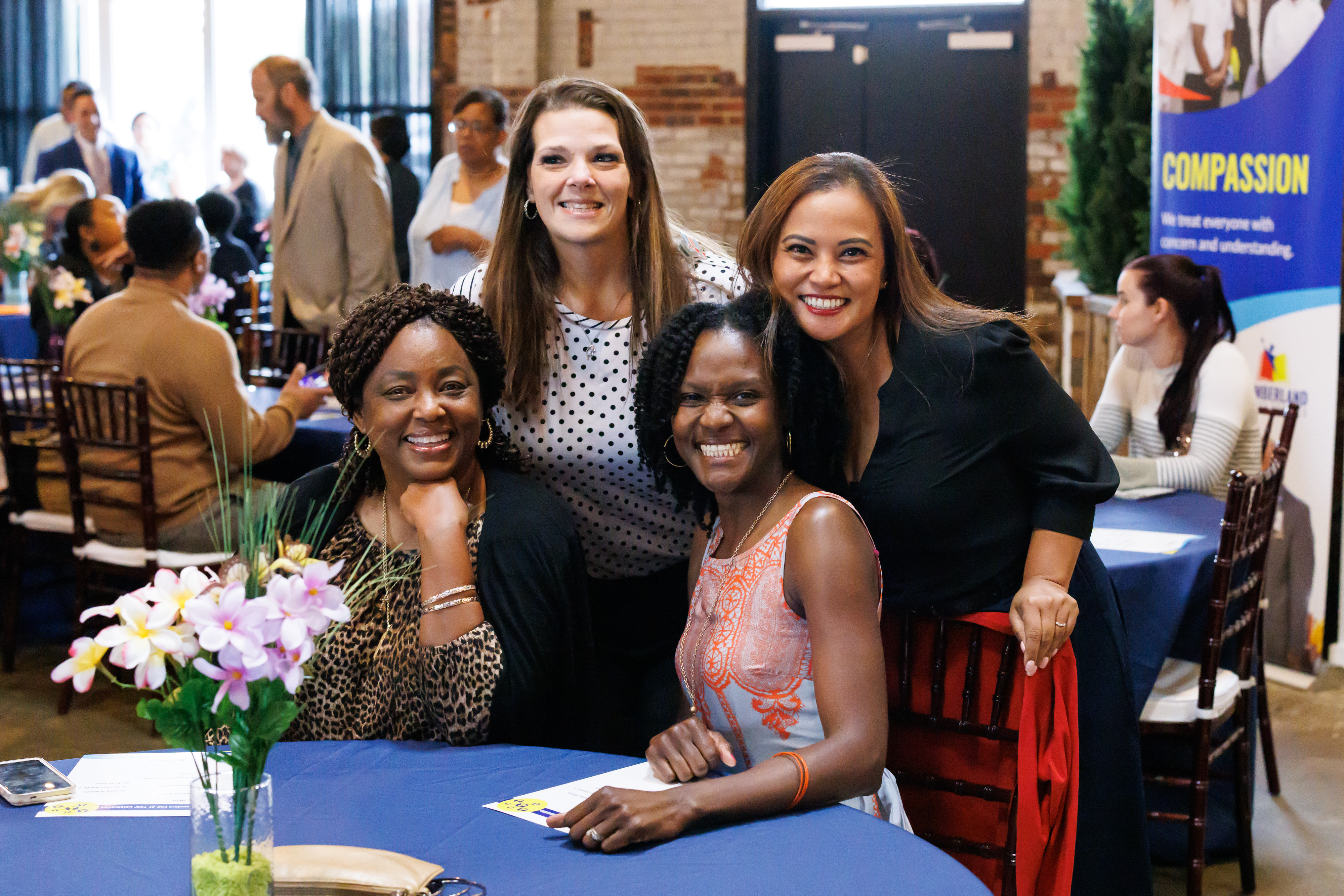 Volunteers gather for an end of year celebration