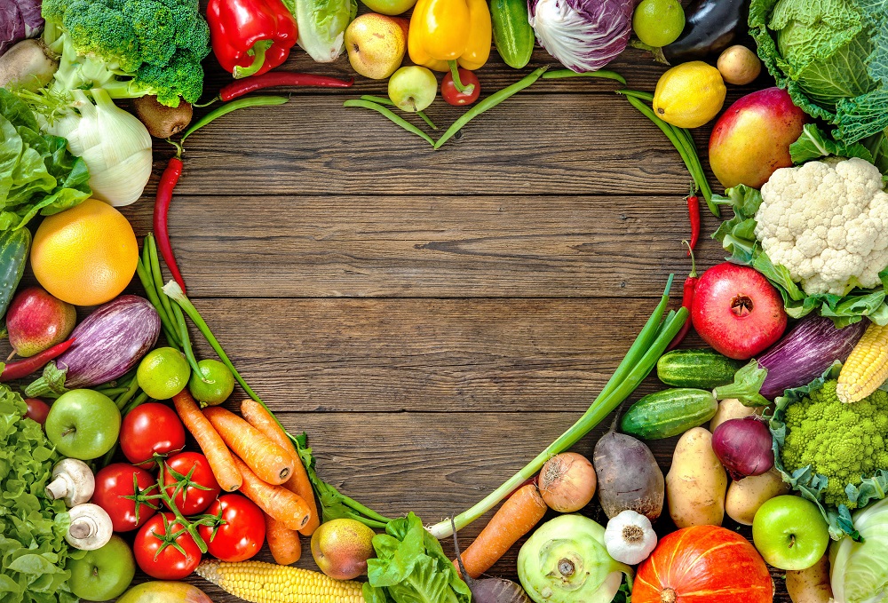 Food Assortment on Wood Board