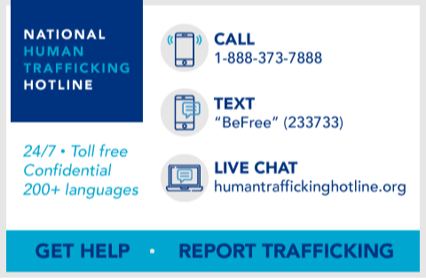 National Human Trafficking Hotline contact information