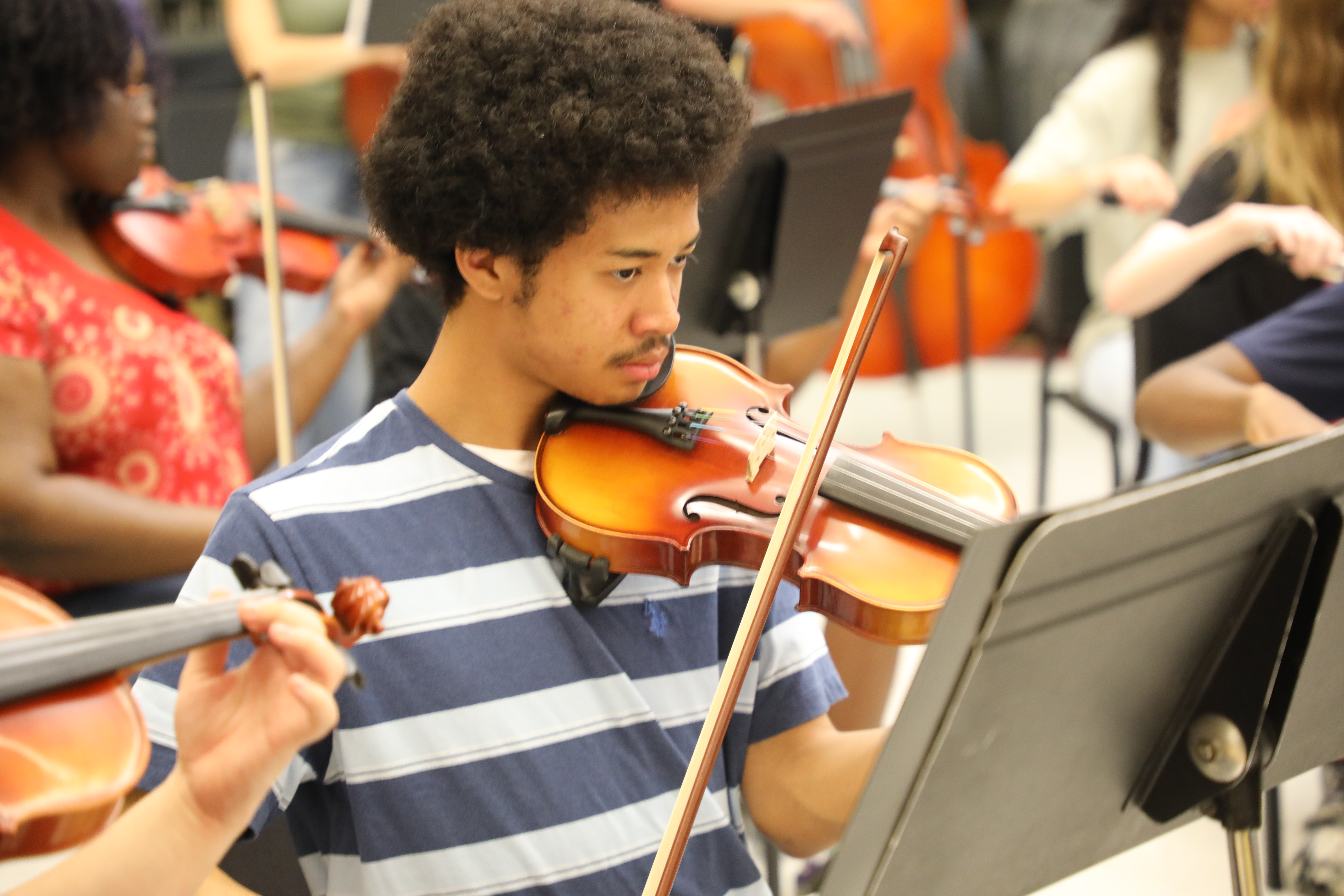 Action shot from orchestra concert