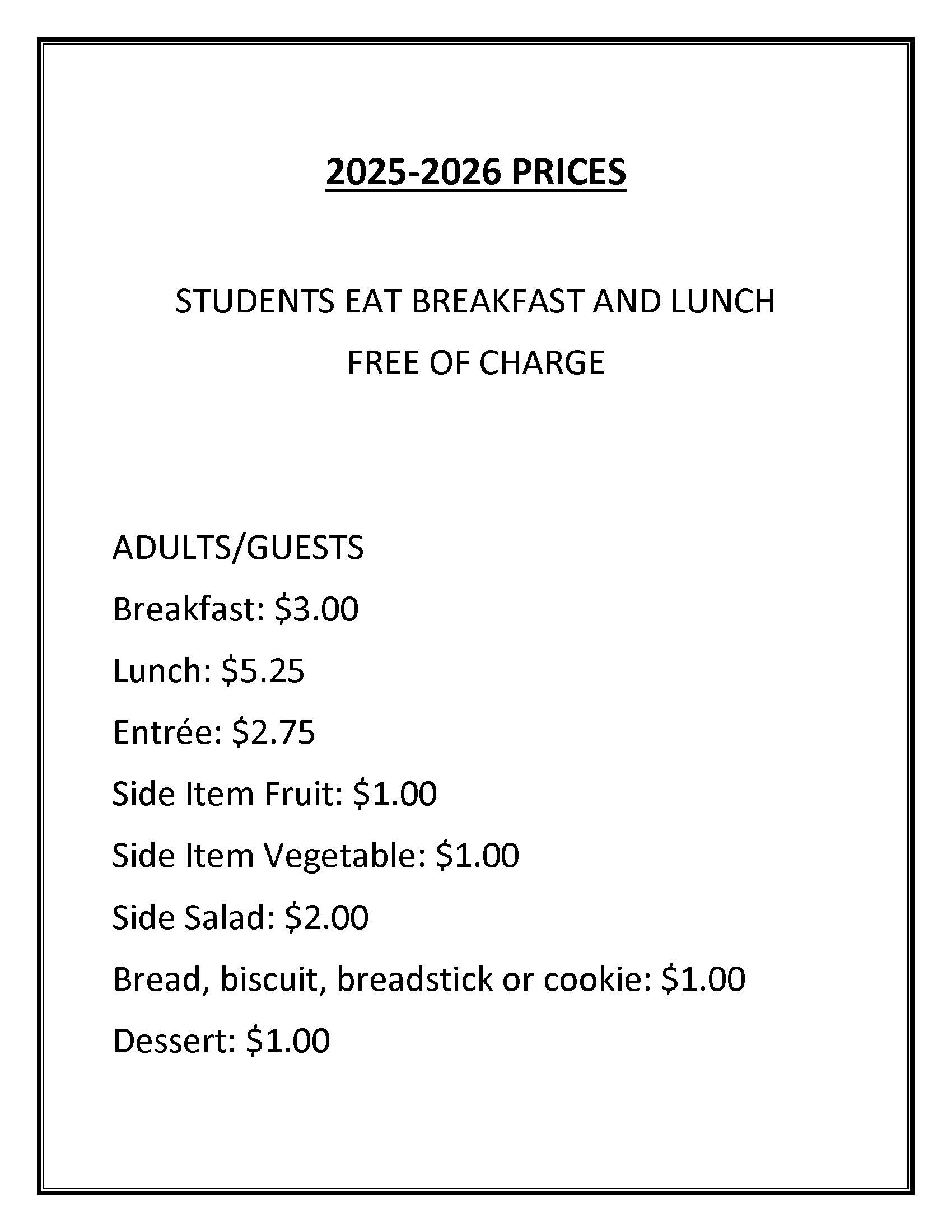 Cafe Prices