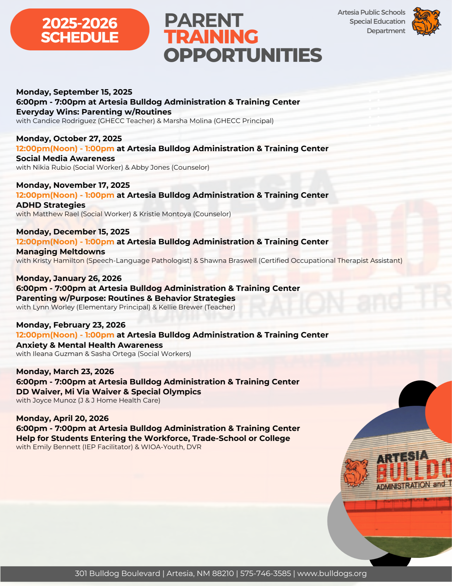 Parent Training Flyer