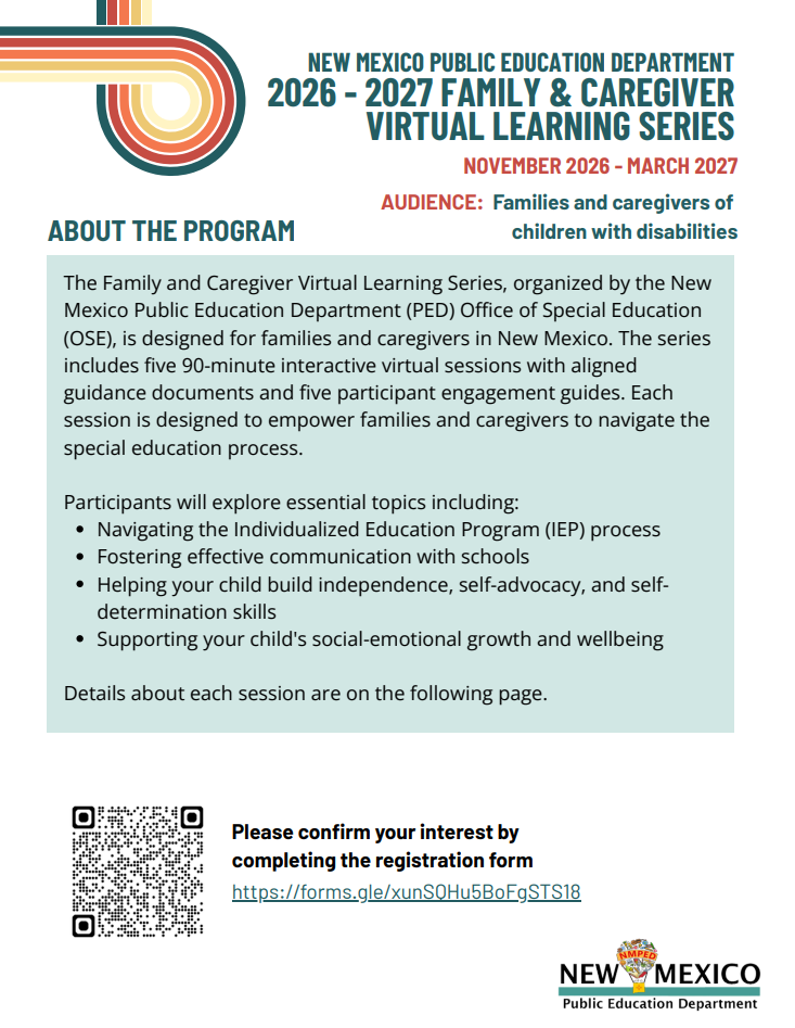 2026-2027 Family & Caregiver Virtual Learning Series