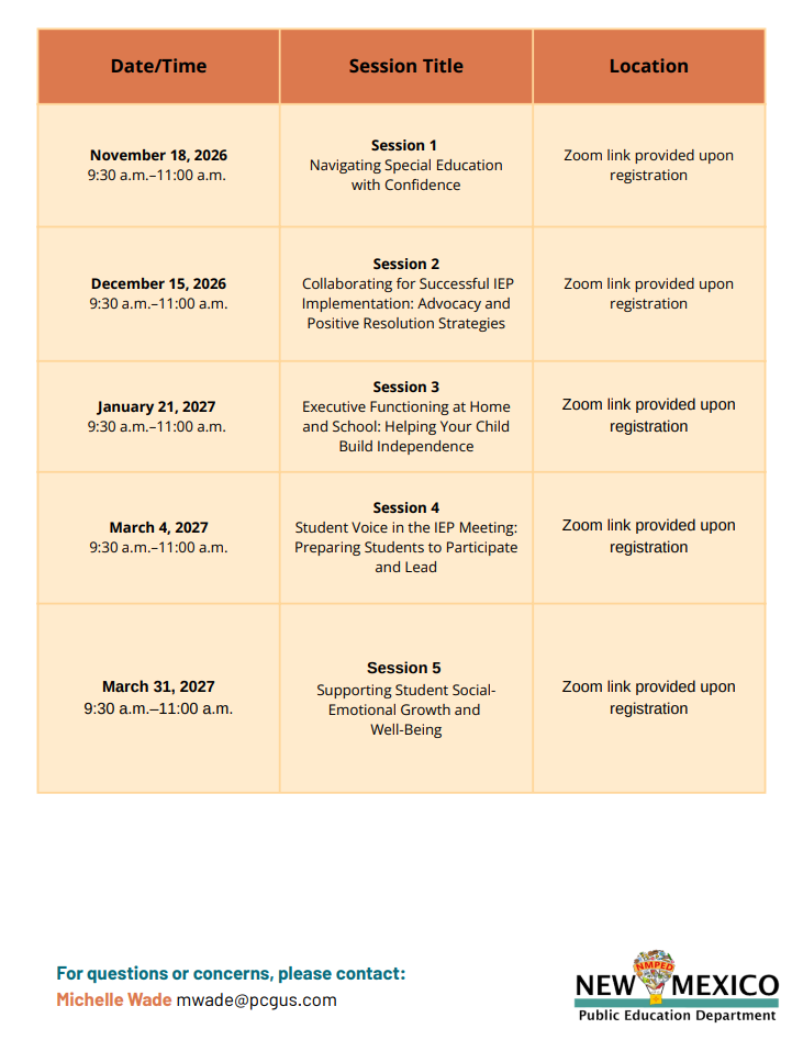 2026-2027 Family & Caregiver Virtual Learning Series