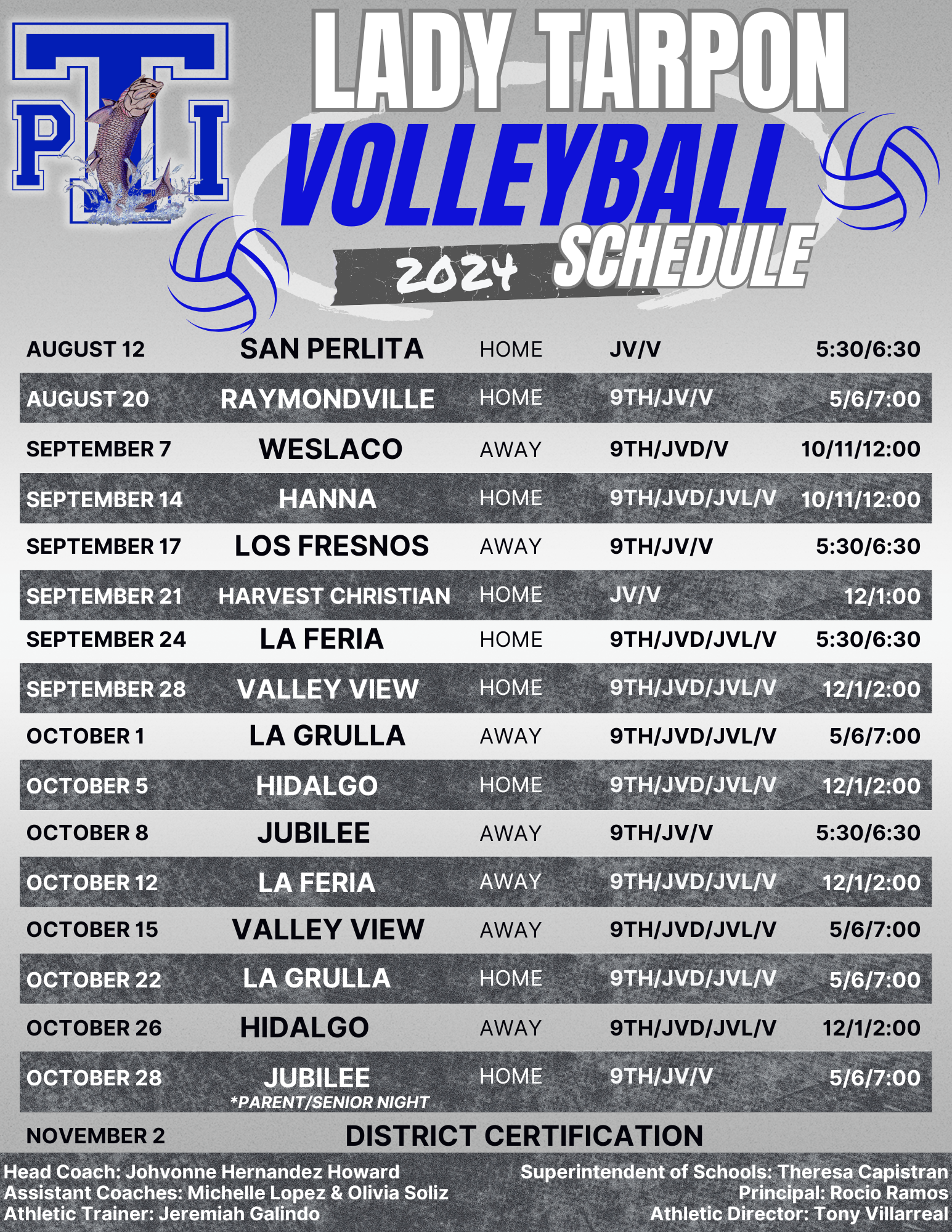 Volleyball Schedule