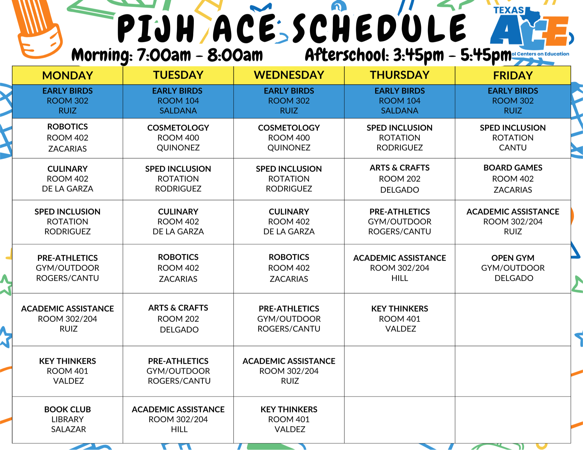 JH Schedule