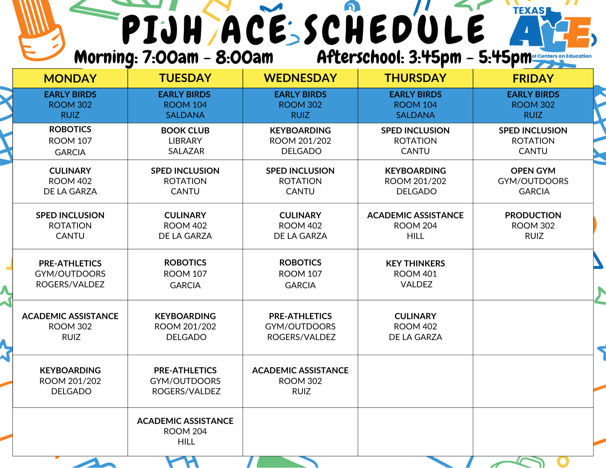 JH Schedule