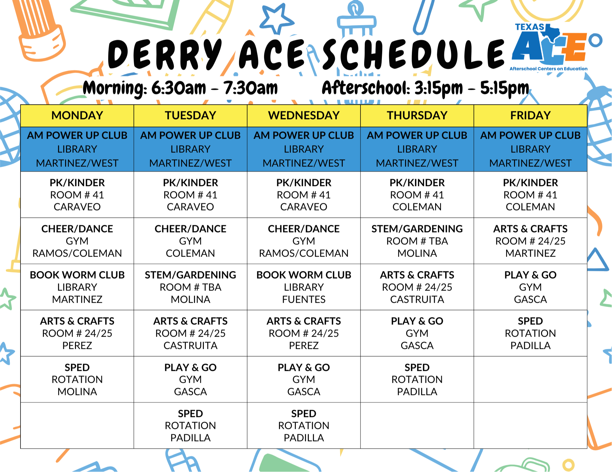 Derry Schedule