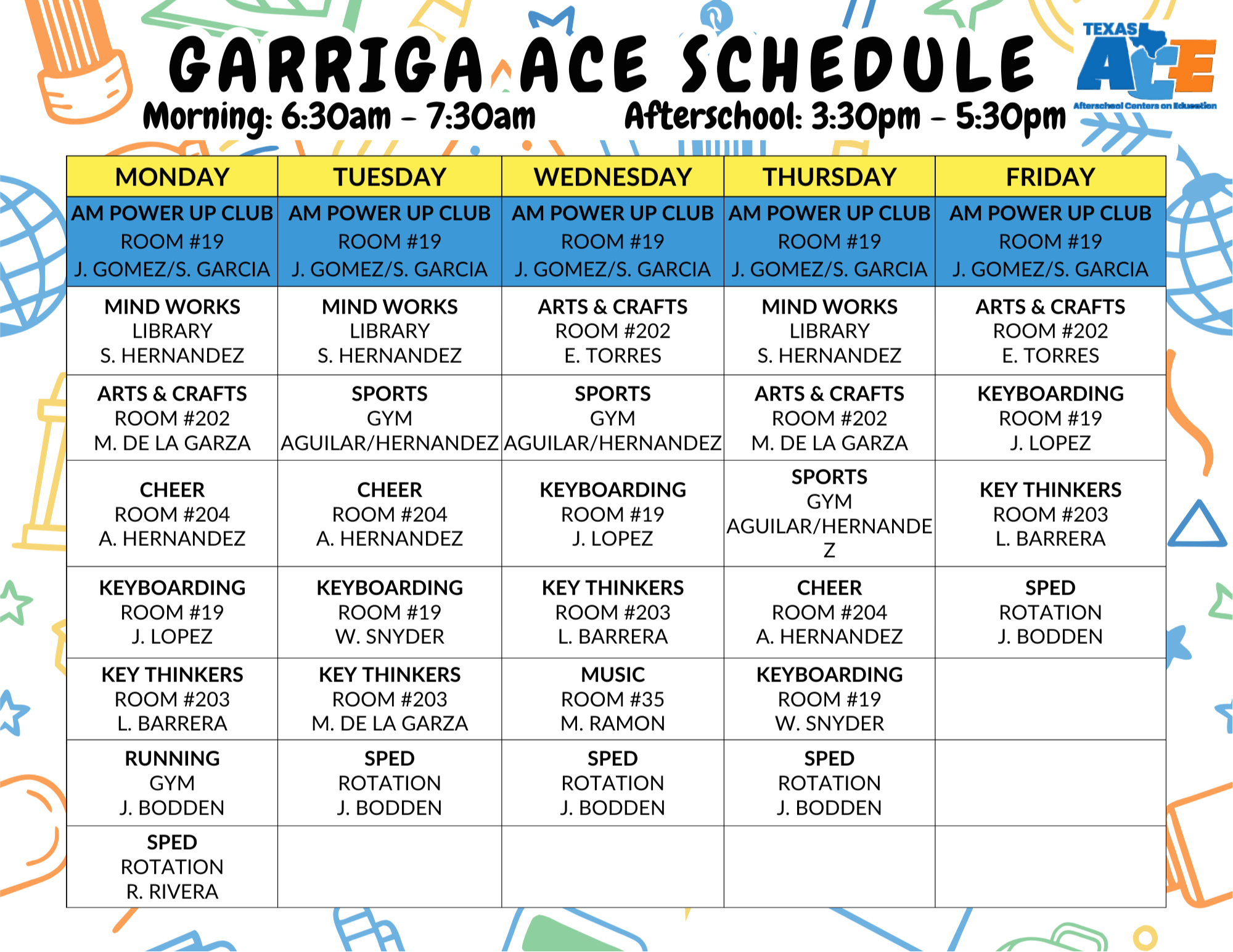 Garriga Schedule