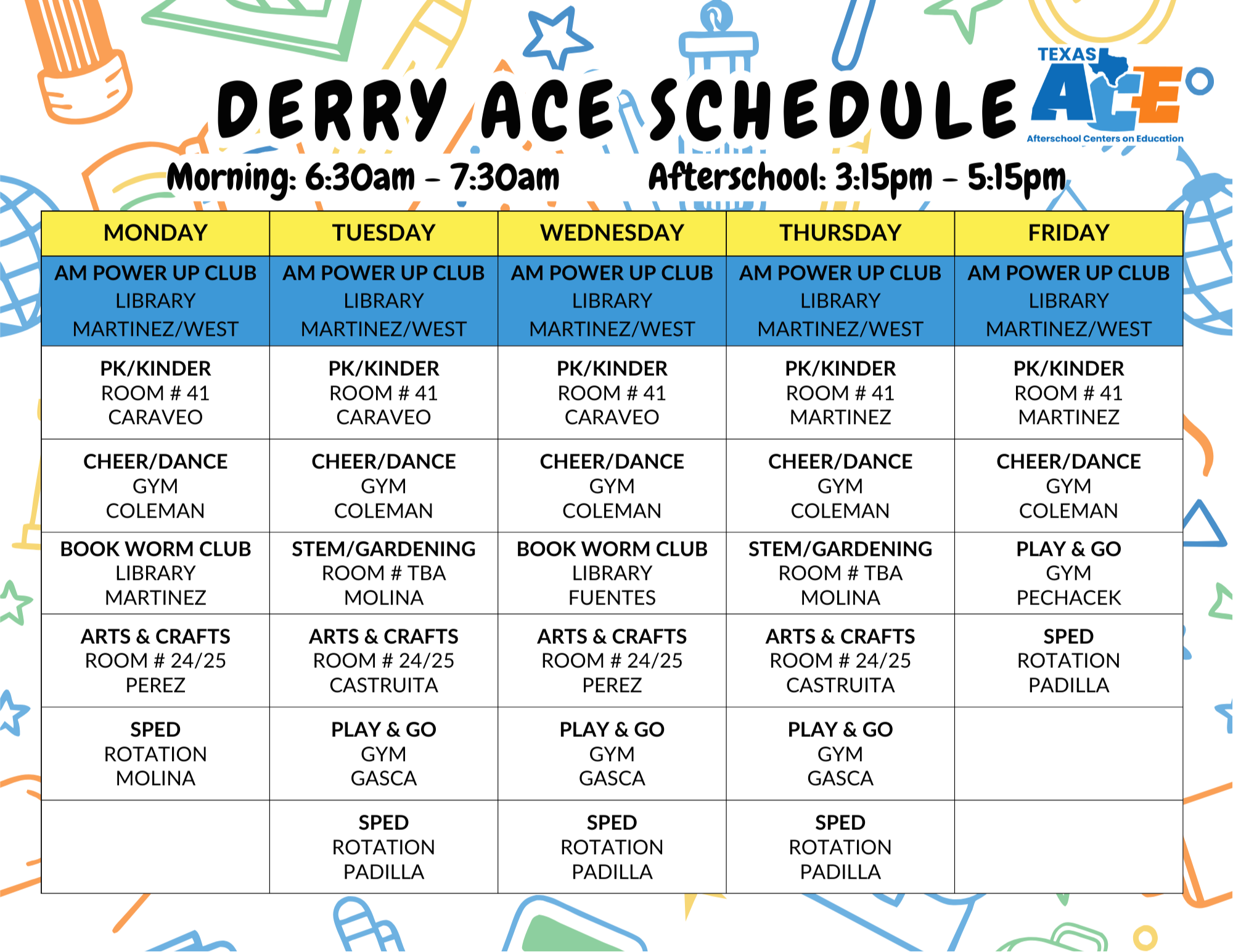 Derry Schedule
