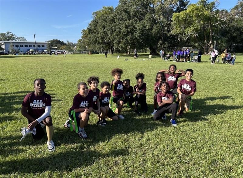 Children on football team