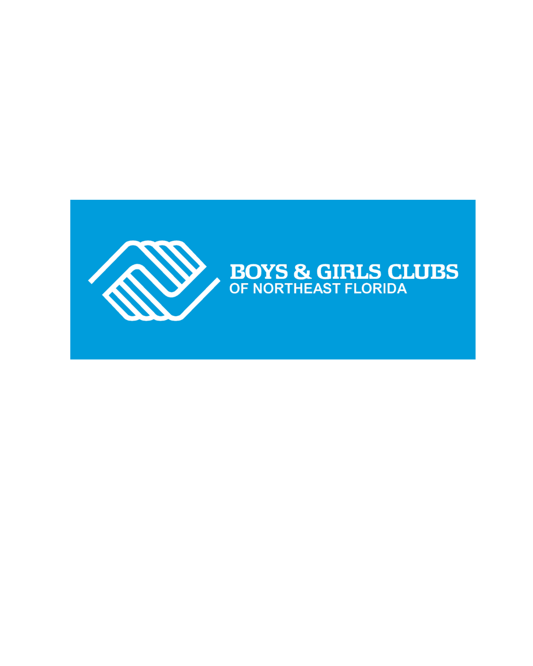 Logo for Boys & Girls Clubs of Northeast Florida. Blue background with white lettering and a white symbol.