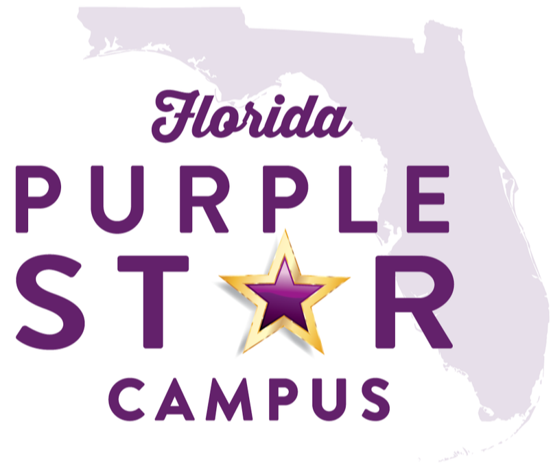 A purple outline of Florida with the words "Florida Purple Star Campus" in bold purple font. A star is in the middle.