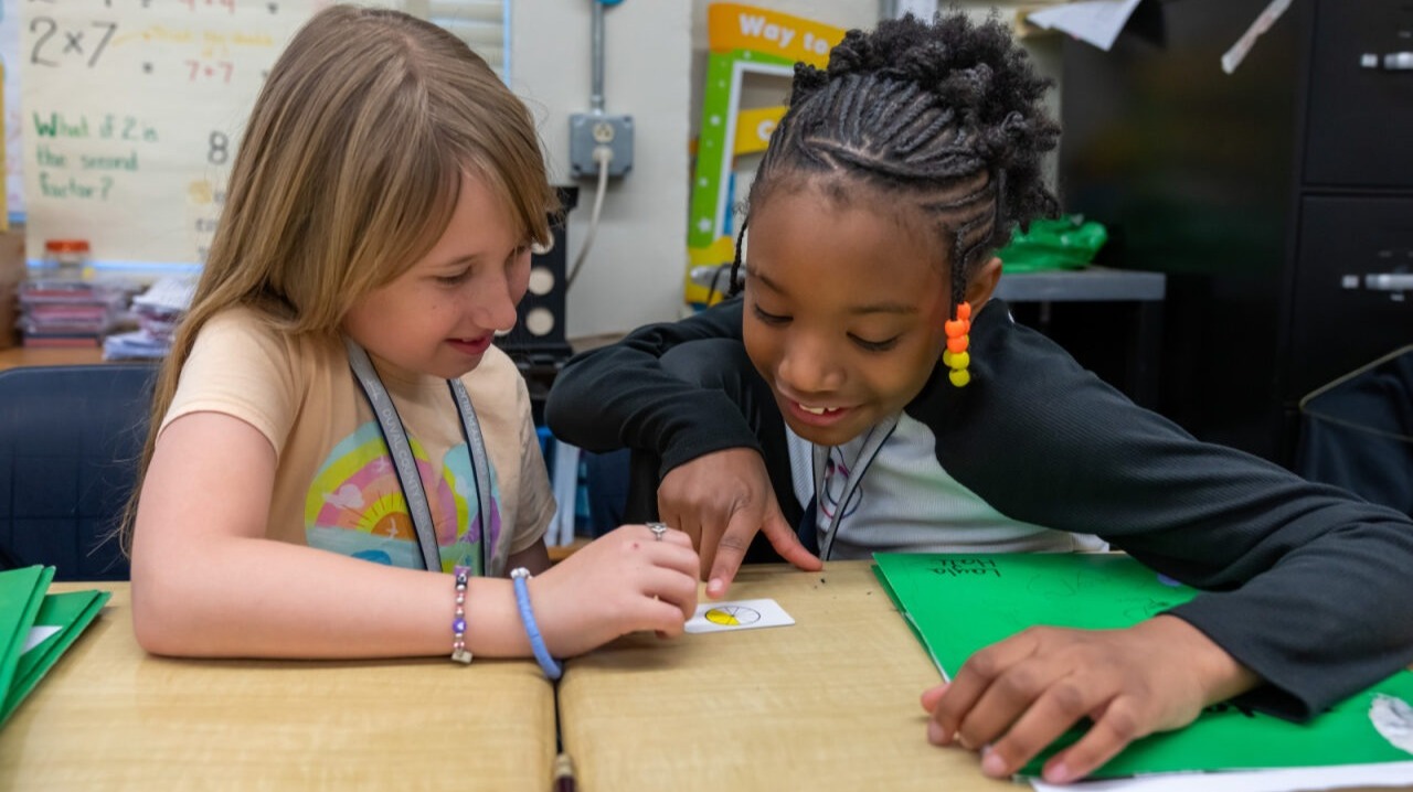 Two students working together