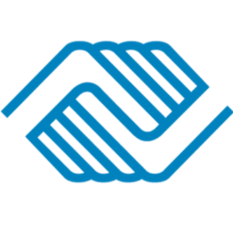 A logo with two hands clasping in blue on a white background. The text reads "Suggestions: Showing" at the bottom.