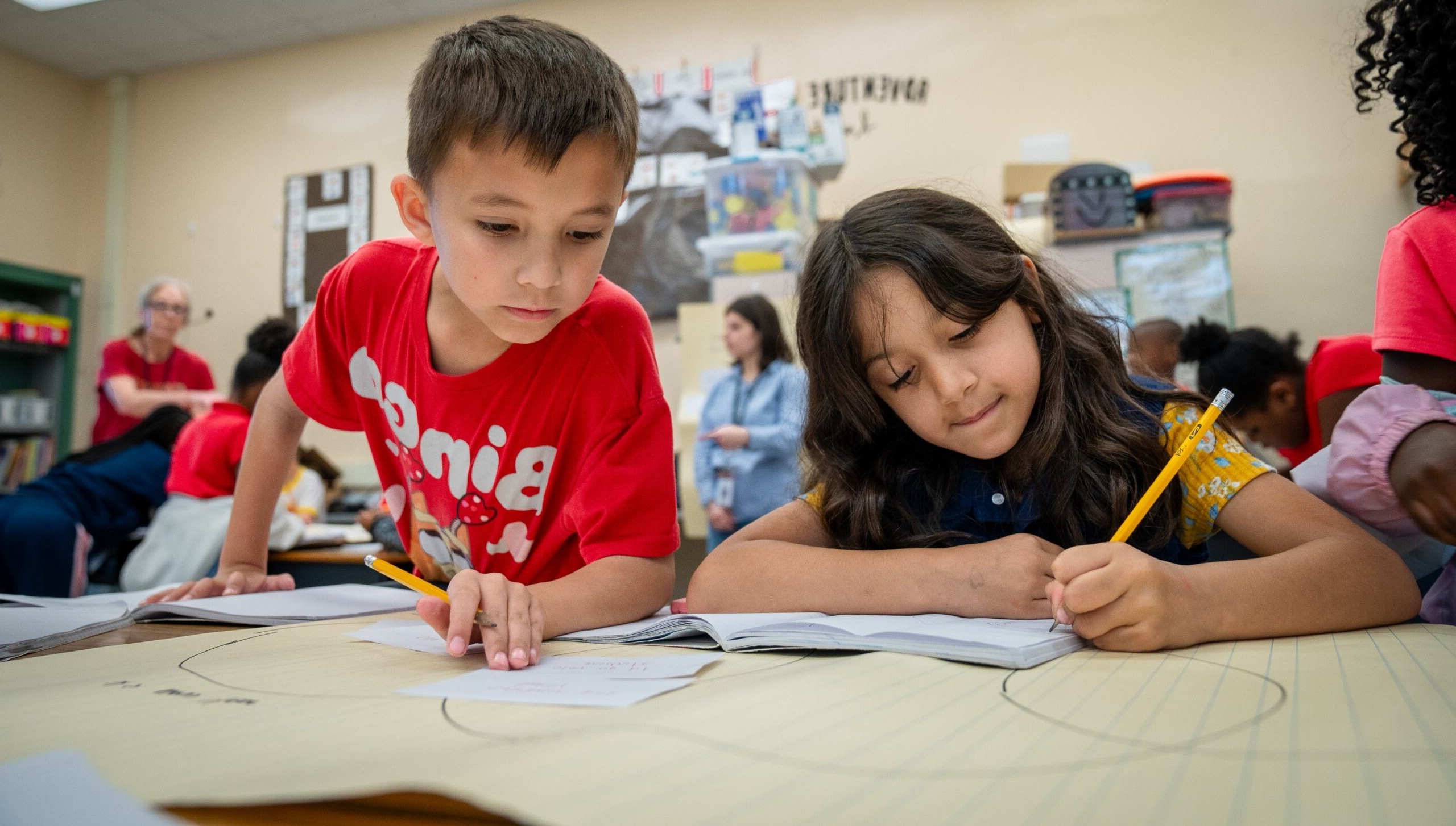 Two students working on an assignment together