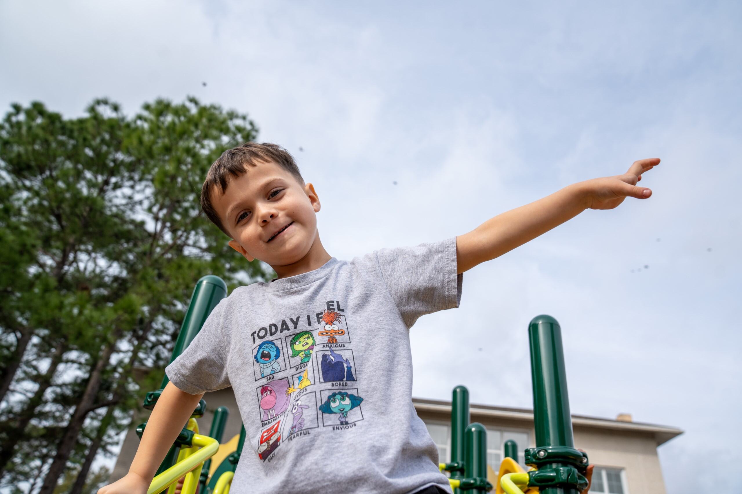 Student playing on the playground