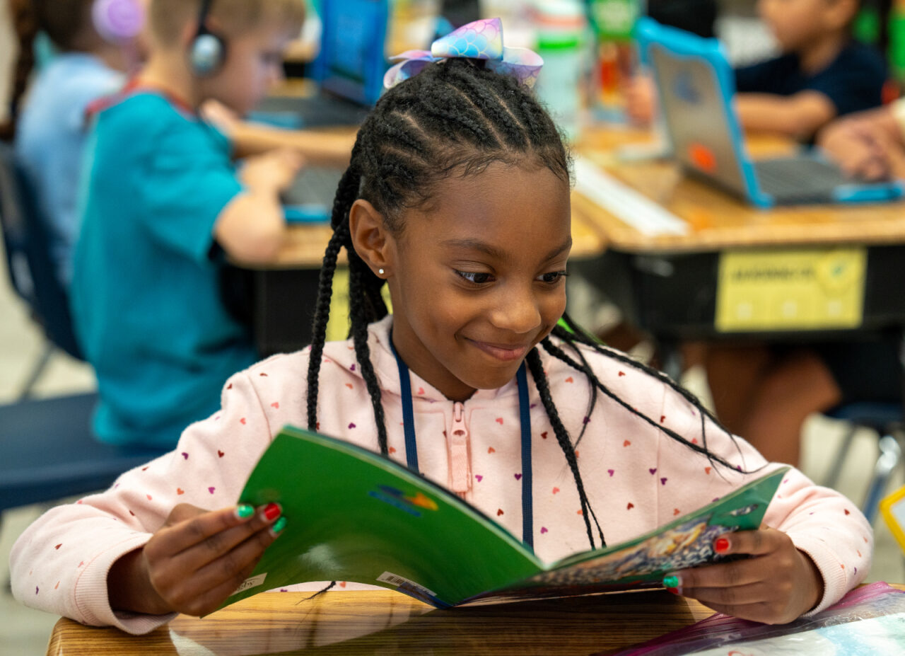 A girl reading a book
