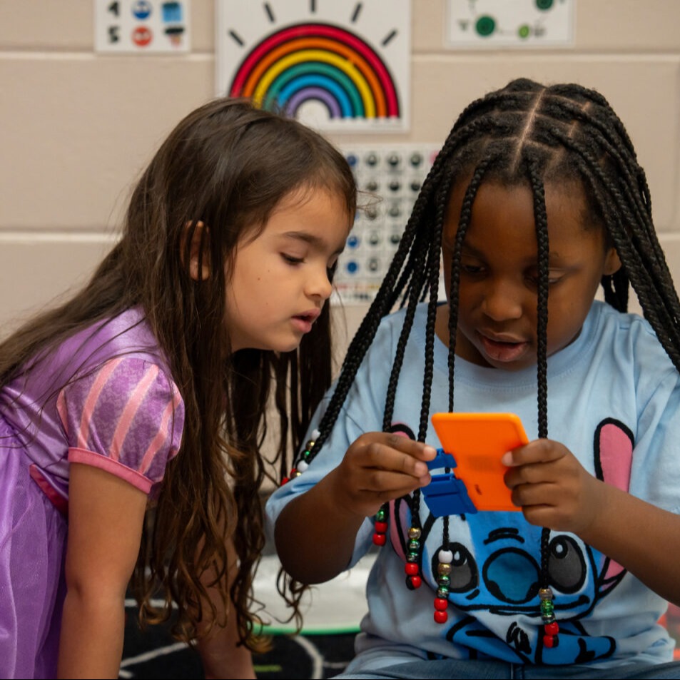 Two students working together