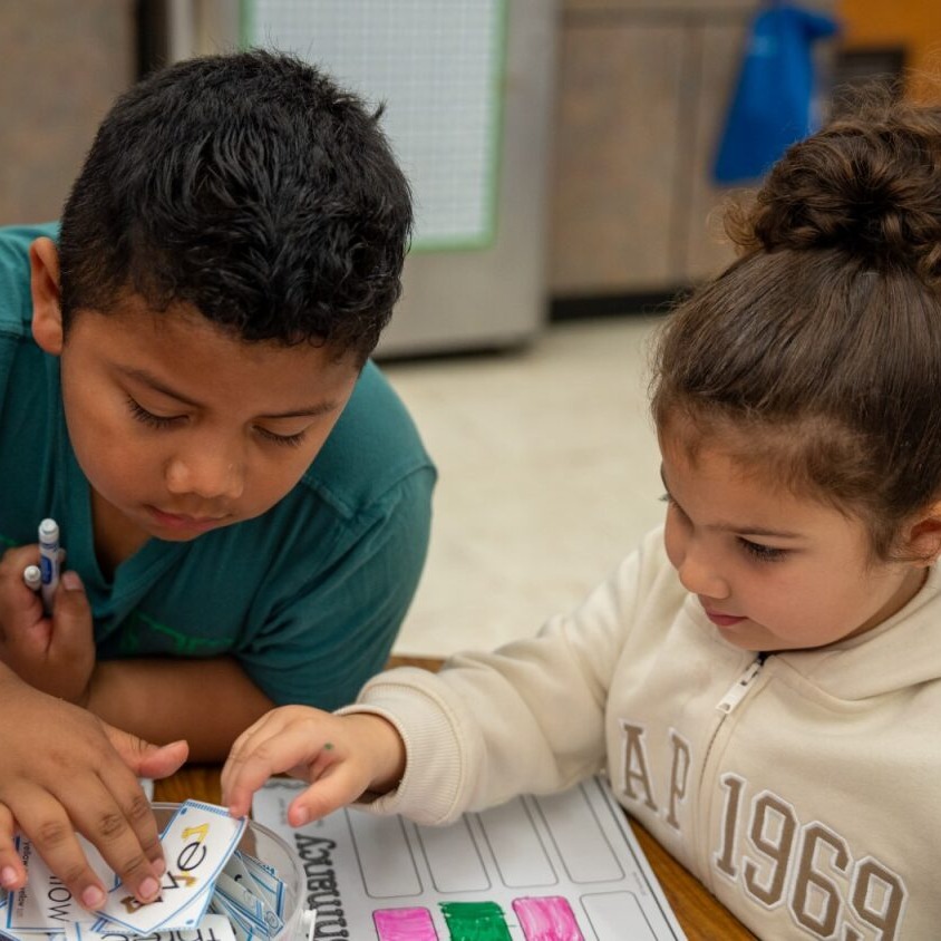 Two students working together