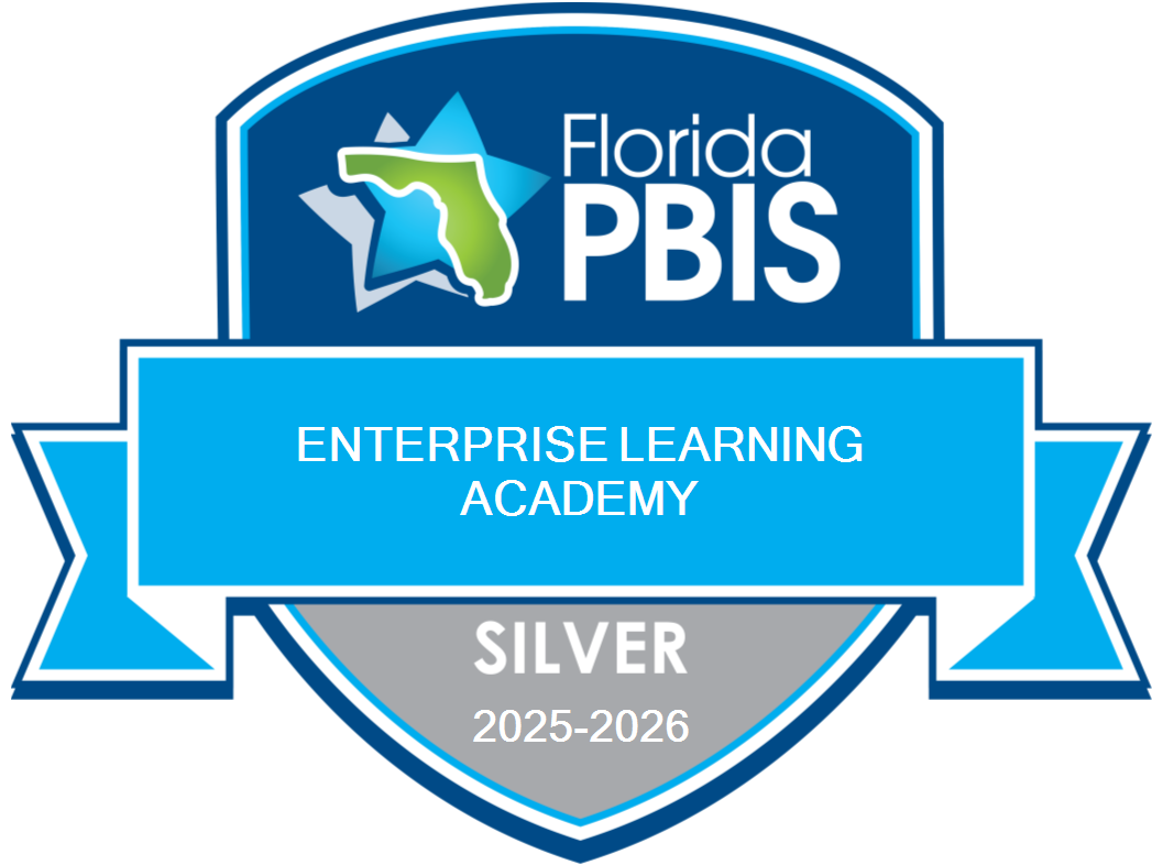 A logo for the Florida PBIS Enterprise Learning Academy, indicating a Silver award for the years 2025-2026.