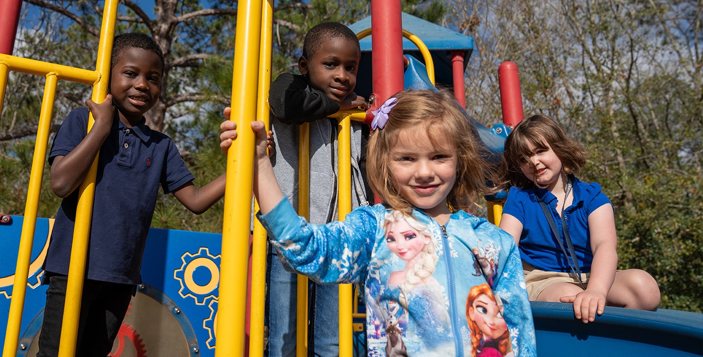 Kinder students at playground