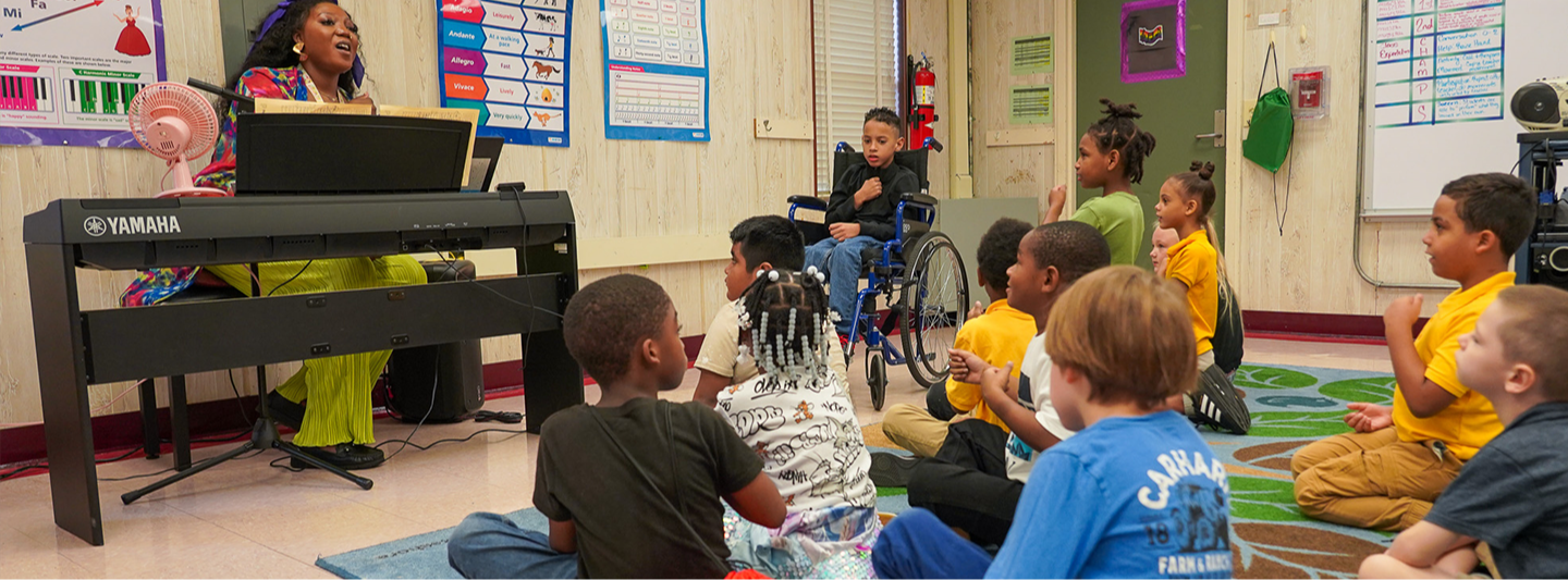 teacher in music class