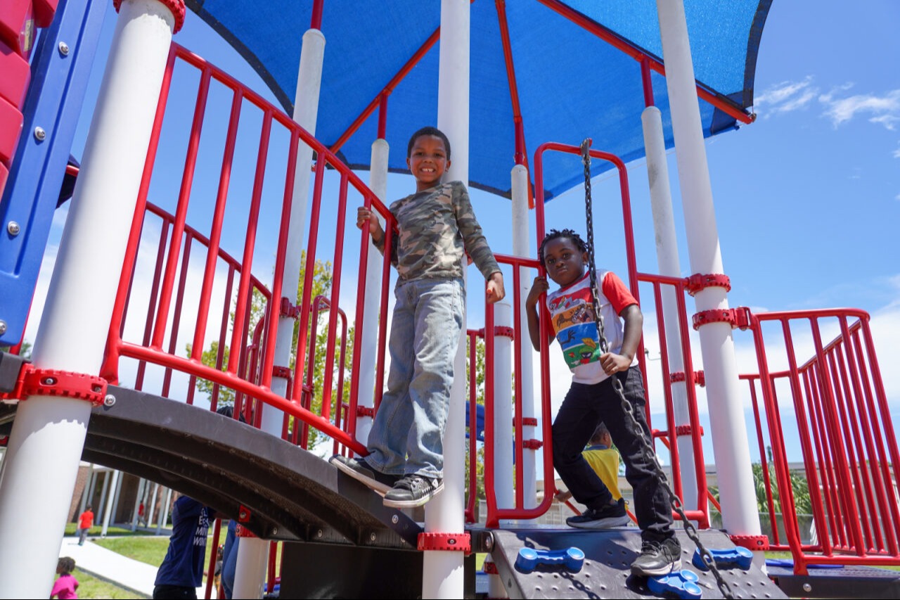 Two students on the playground