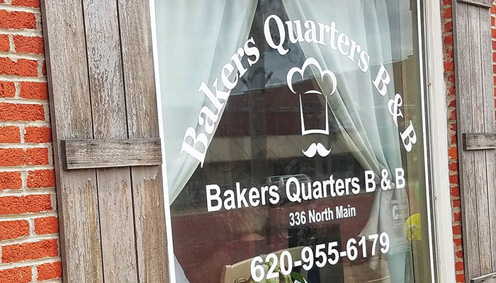 The storefront of baker's quarters B&B