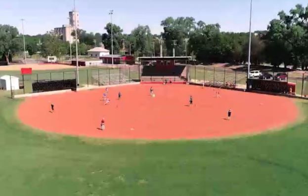 Ariel  view of a baseball field 