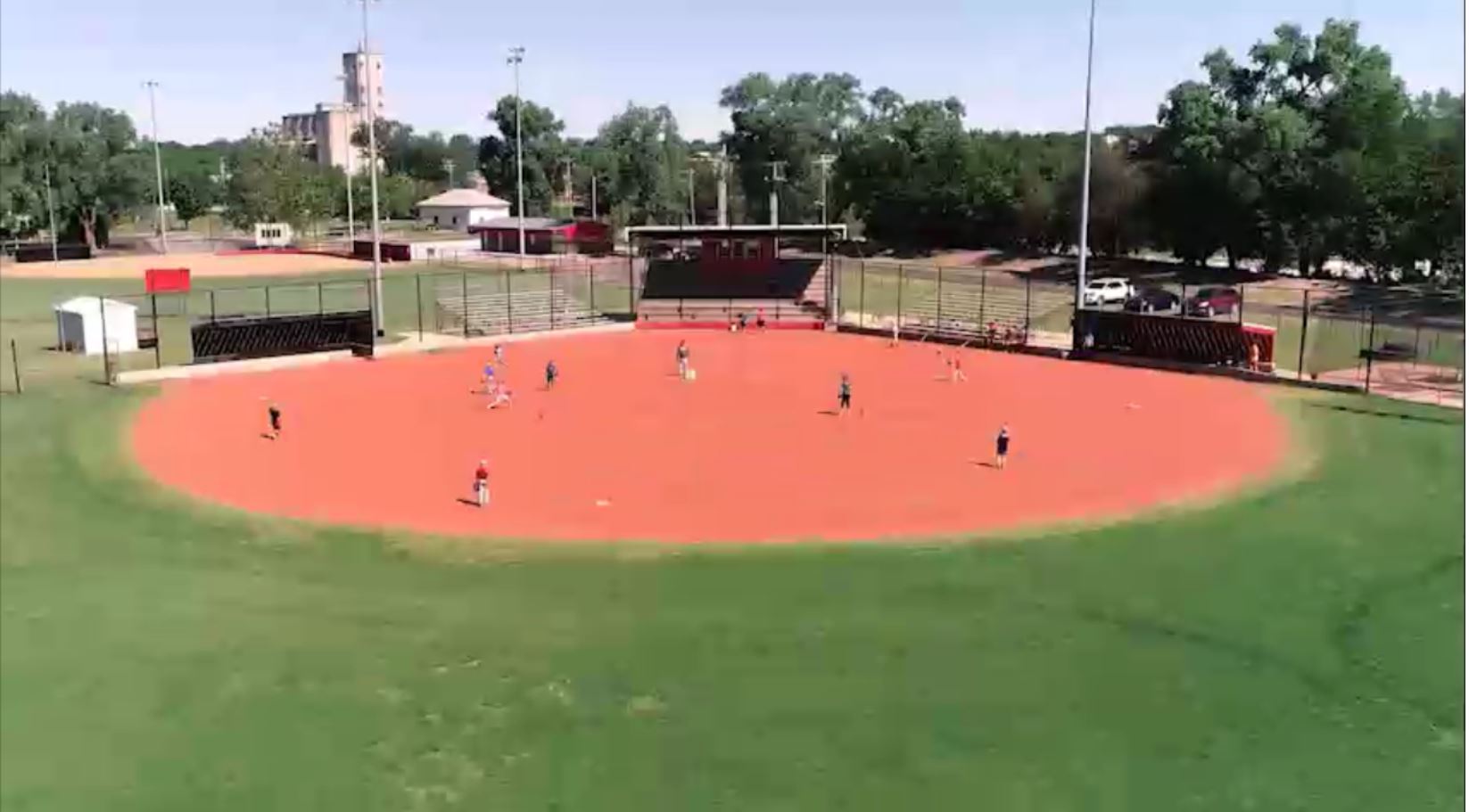 Ariel view of baseball park 