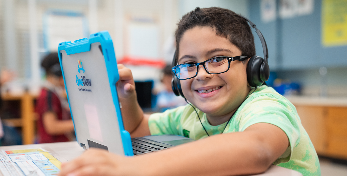 student working on computer