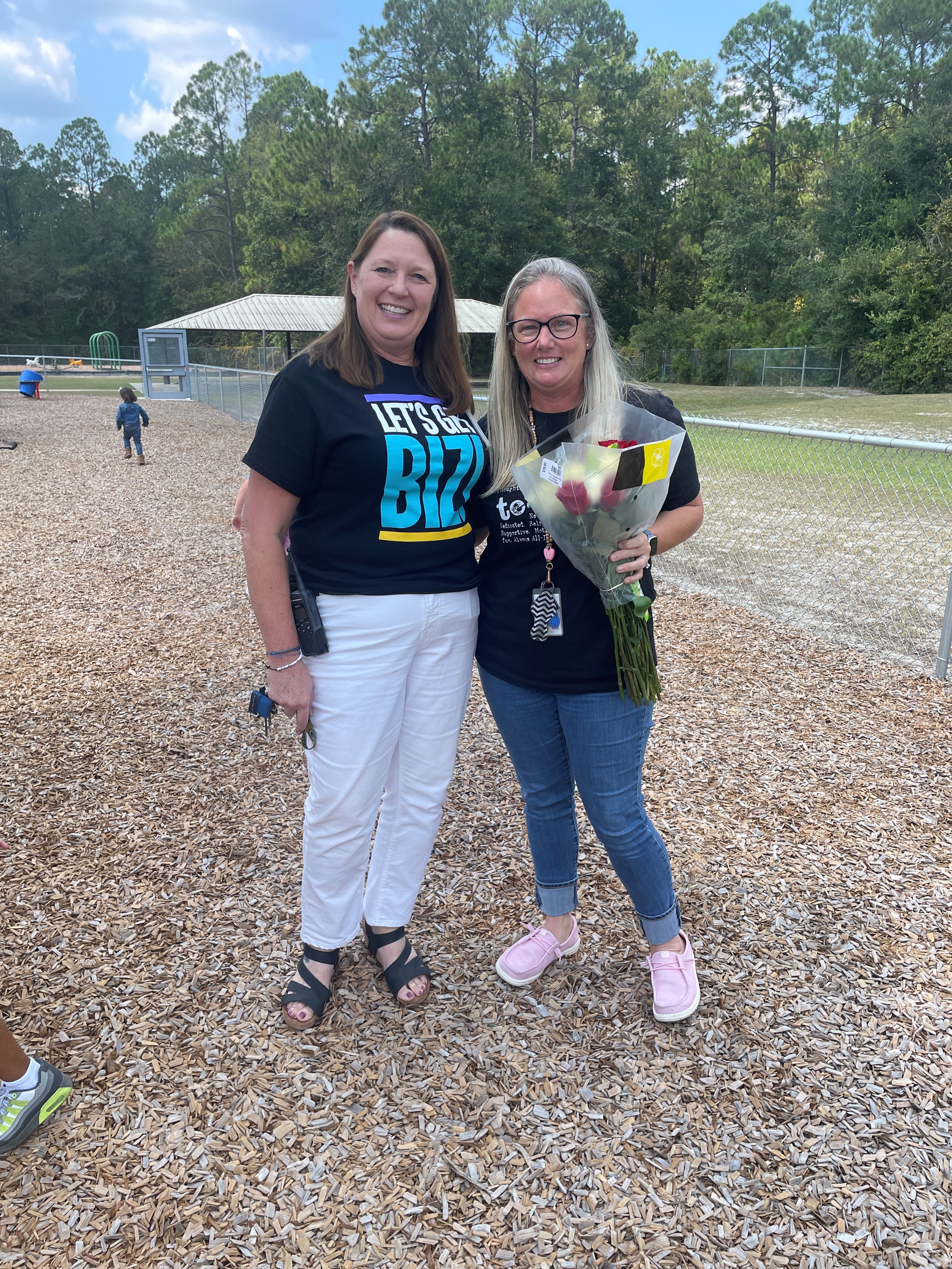 Mrs. Sharp, MAJ Teacher of the year with Mrs. Kirkland, Principal