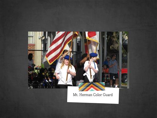 color guard group holding flag