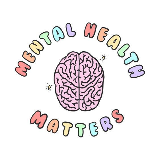 colorful  word mental health matters and image of brain