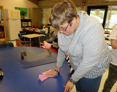 teacher cleaning