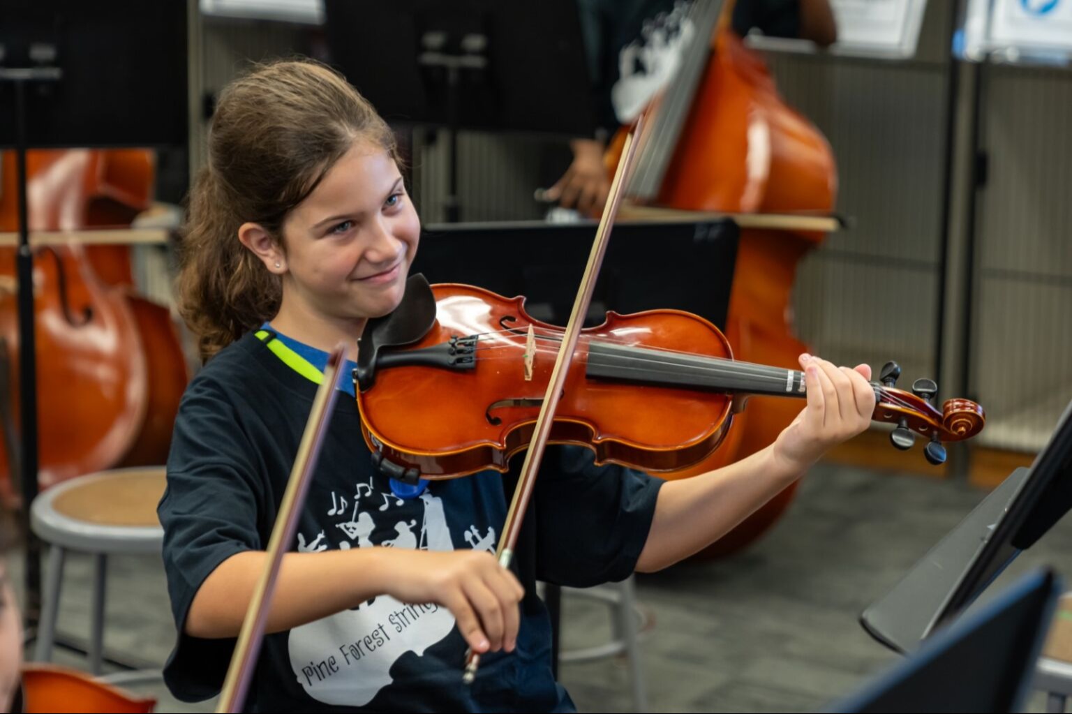 Student playing the violin