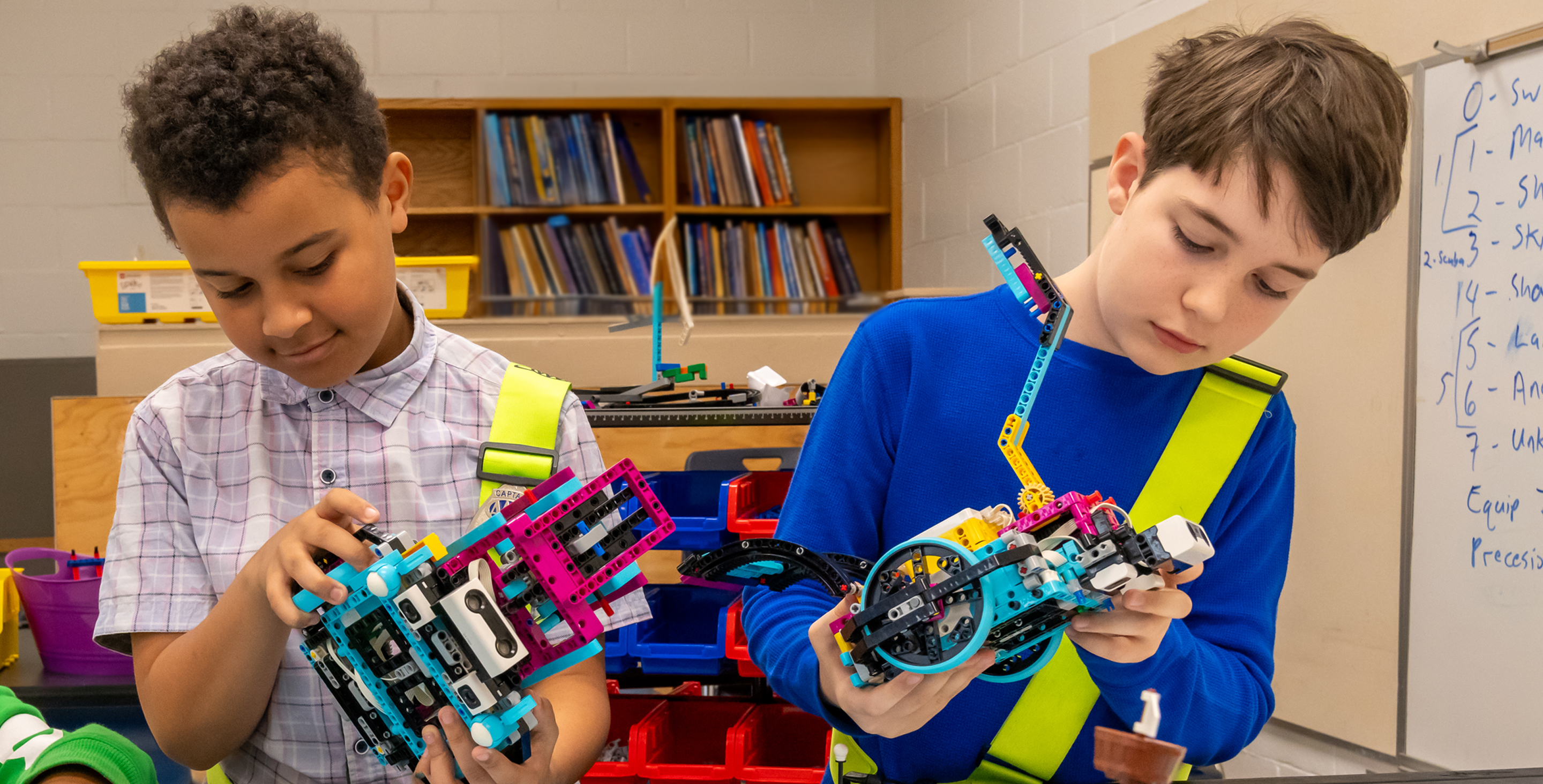 student working in robotics