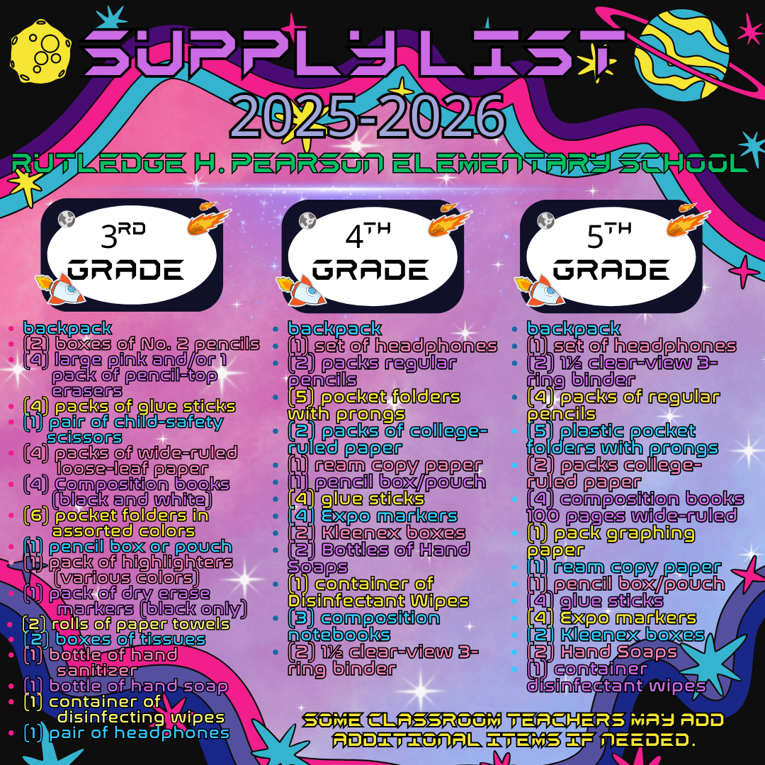 RHP Supply List 2025-2026 - 3rd, 4th, and 5th Grades