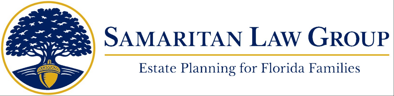 Logo for Samaritan Law Group. It features a tree with a nut, accompanied by the text.