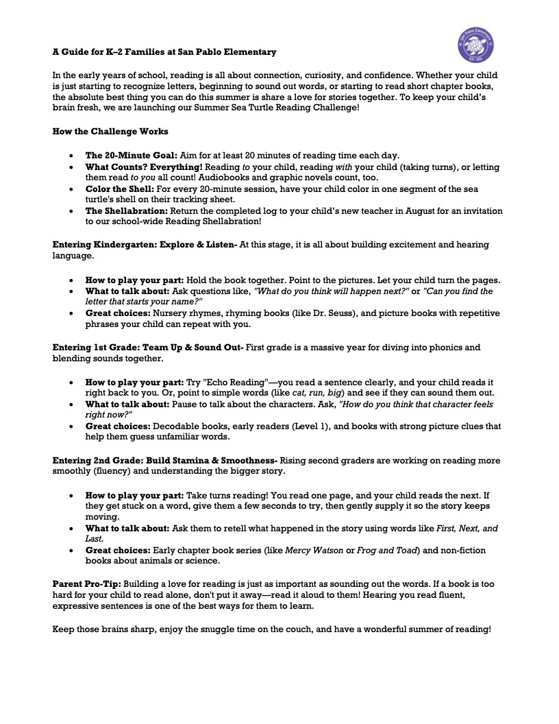 An instructional guide for parents with text explaining how to help children improve reading skills at various ages and stages.